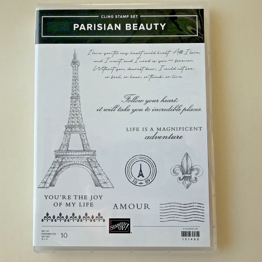 Stampin' Up Parisian Beauty Cling Stamp Set Eiffel Tower Fleur-de-lis 151466 NEW